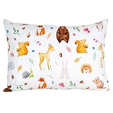 100% Organic Toddler Pillowcase by ADDISON BELLE - Fits Both 13'x18' and 14'x19' Pillows - Soft, Durable & Breathable (Woodland Animals)