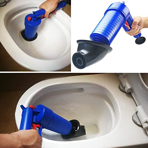 Desatascador manual de alta presión para inodoro, con tapón reemplazable para destapar inodoros, bañeras, desagües de piso y tuberías obstruidas (azul) miniatura 5
