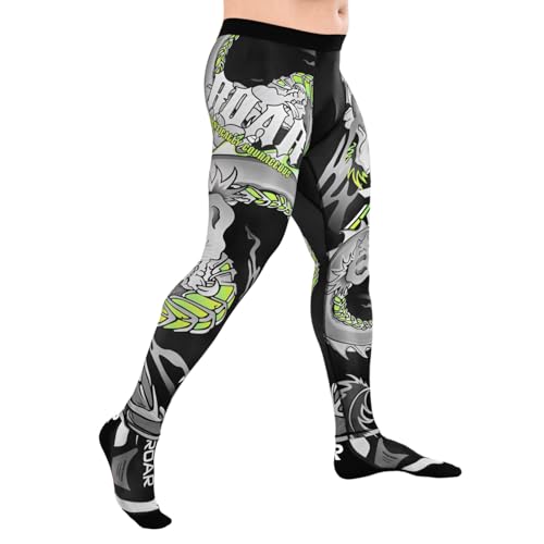 ROAR-INT Compression Pants Men MMA Leggings No-Gi Grappling Spats BJJ Pants Compression Tights Jiu Jitsu Spats (Darken Green, Medium)3