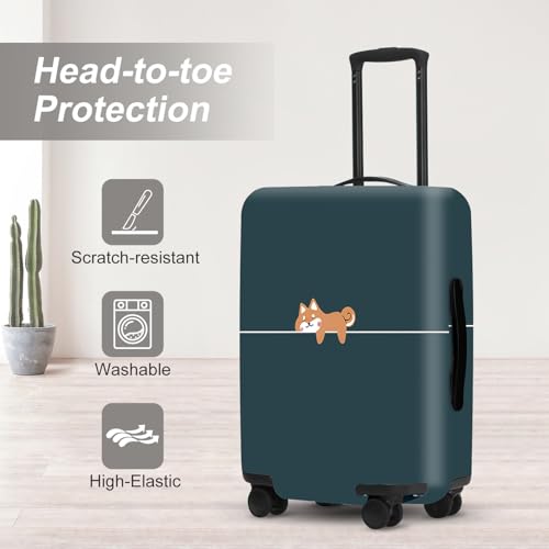 Image of Hunter Green Luggage Cover, Washable Suitcase Protector Simple Cartoon Fox Design Anti-scratch for 32 inch,34 inchBag