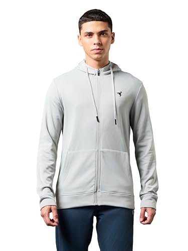Image of TECHNOSPORT Mens Fleece Slim Fit Solid Regular Fit Hooded Jacket with Techno Warm+, Fast Dry for Winter Use