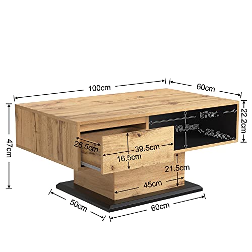 Table basse en grain de bois avec double rangement pour salon ordonné - 4