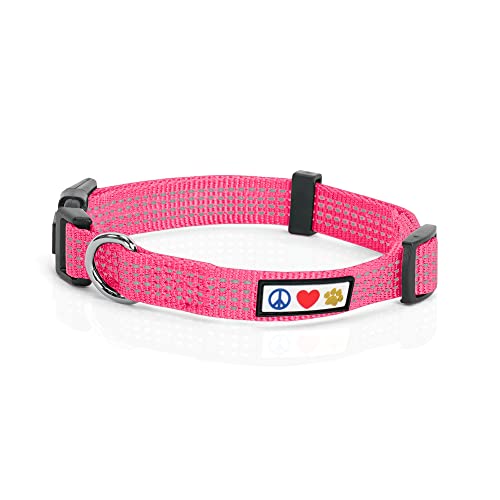 Pawtitas Collares para Perros Reflectante Adaptable | Collar Perro y Cachorro Ajustable y Resistente | Collar para Perros Ideal para Entrenamiento | Collar para Perro Color Rosa - Extra Pequeño Cover