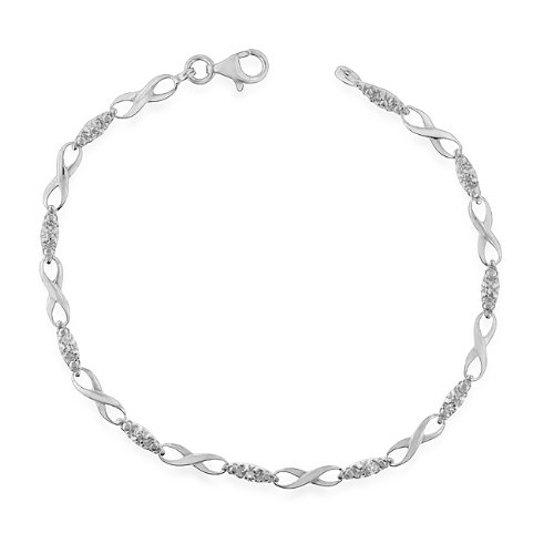 Sterling Silver Infinity Bracelet with Diamond Accent -7.5"