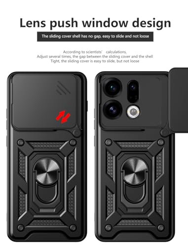 Image of Casodon Shockproof Back Case Cover for Oppo Find X9s 5G, Shockproof Oppo Find X9s Back Cover, Ring Case with Kickstand and Camera Protection Shutter - Black
