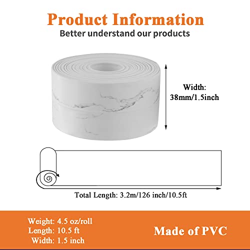 Linlyda 1.5''X10.5Ft Caulk Tape Sealant Strip For Bath & Kitchen, Pvc Self Adhesive Caulk Strip Waterproof Caulking Sealing Strip Tape For Toilet Base, Bathroom Shower Sink Edge Protector, Cracks #TOP6