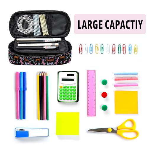 Image of Horse Pencil Case, Large Capacity Pen Pencil Case for Boys Girls Teen, Kids 3 Compartments Multifunction Pencil Box with Zipper Organizer, Pencil Pouch for Back to School Students