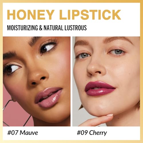 Image of evpct 2Pcs Mauve Plum Cherry Honey Lipstick Moisturizing Lip Balm for Women | Hydrating Formula Tinted Lip Oil Stick, Sheer Lightweight Softening, Shine Glowy Lipgloss Lips Color Tint Stain, Cruelty-Free