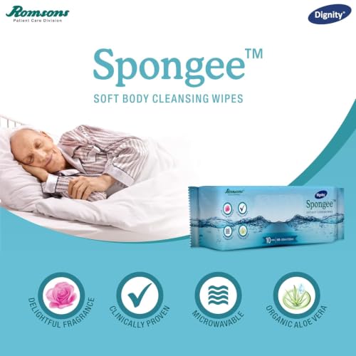 Image of Dignity Spongee Soft Body Cleansing Wet Wipes for Adult, 240x300 mm (Pack of 2) 20 Wipes