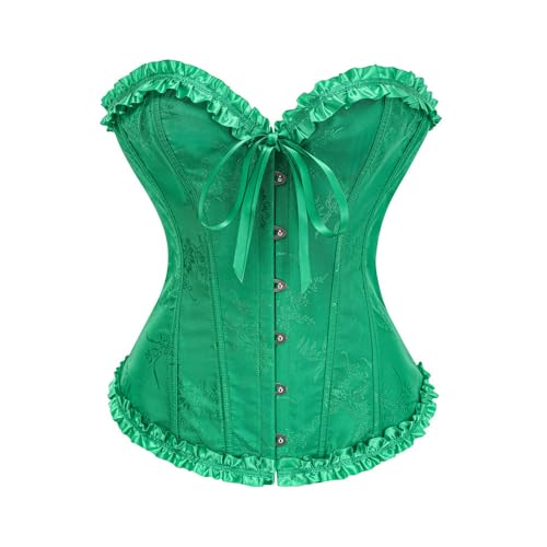 JoyPeak Corset Tops for Women,Bustier Lingerie Push Up Bodysuit,Lace up Stain Boned Corset (Emerald Green, X-Large)