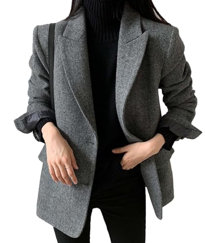SOMTHRON Women's Herringbone Wool Blend Coat