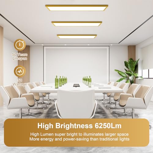Image of AIKVSXER 6 Pack 1x4 LED Flat Panel Light Surface Mount for Auditoriums Hotel-3000K /4000K /5000K 50W 5500LM 120V Triac Dimming 10%-100% 4ft LED Kitchen Lights Ceiling - ETL DLC