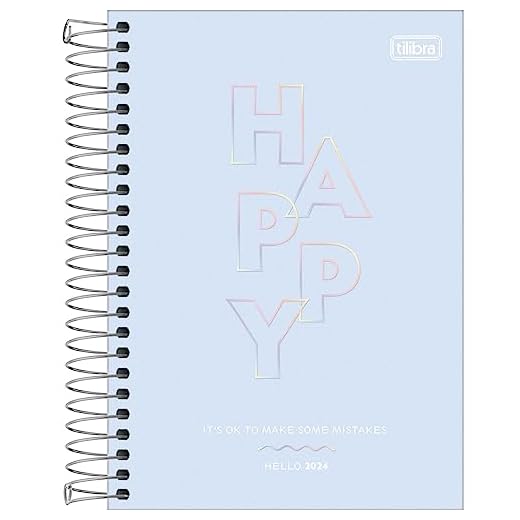 Tilibra - Agenda Espiral Diária 14 x 20 cm Happy 2024 - Azul