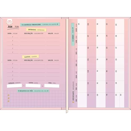 Tilibra - Agenda Costurada Petit 10,5 x 14,8 cm Purrfect Cats 2025 - Love, love, meow