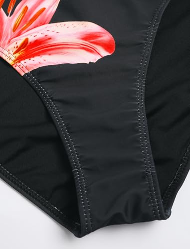 Image of ZAFUL Womens Rash Guard Swimsuits Long Sleeve Sun Protection Bathing Suit Tropical Swim Shirts with Briefs