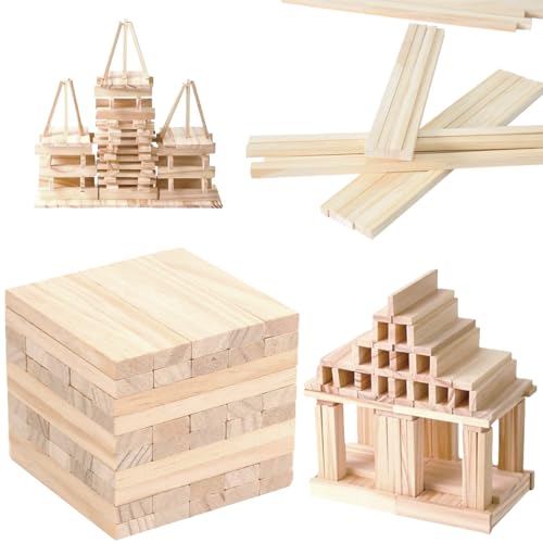 60 Stück Holzklötzchen zum Basteln,100 x 20 x 7mm Holzbaustein Basteln, Vielseitig Klötzchen Holz Deko Zubehör, Vielseitig Einsetzbare Kiefer Bastelleiste für Kinder DIY Modellbau Dekoration Schnitzen