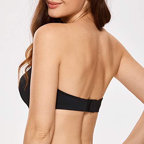 Delimira Women'S Strapless Bra Minimizer Seamless Underwire Unlined Bandeau For Big Bust Black 38Dd thumb #1