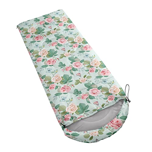 Bolsa de dormir para niños para camping y senderismo, floral color claro en acuarela, ligera, impermeable y resistente al frío, tamaño 32"x90" miniatura 2