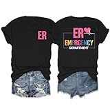 Qiopioiy Emergency Department Shirt Nurse Shirts for Women ER Graphic Tees School Nurses Week Tshirts Gifts Short Sleeve Tops(Black,M)