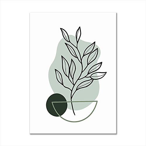 Affiche toile ligne abstraite décoration murale feuilles géométriques 30x45cm