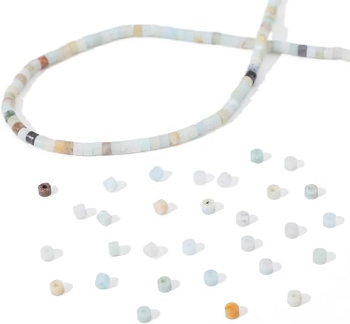 Miniatura 6 de Cuentas cilíndricas cortas de amazonita natural de 0.079 x 0.118 in, 155 piezas de tubos sueltos semipiedras preciosas para diseño de joyería