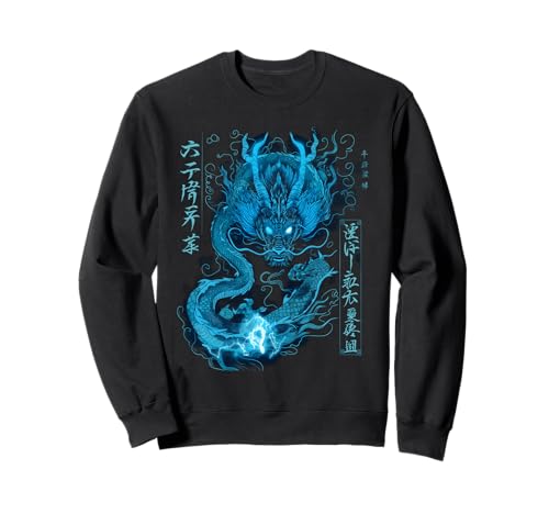 Dragón japonés volador verde con tatuaje de fantasía Kanji Sudadera