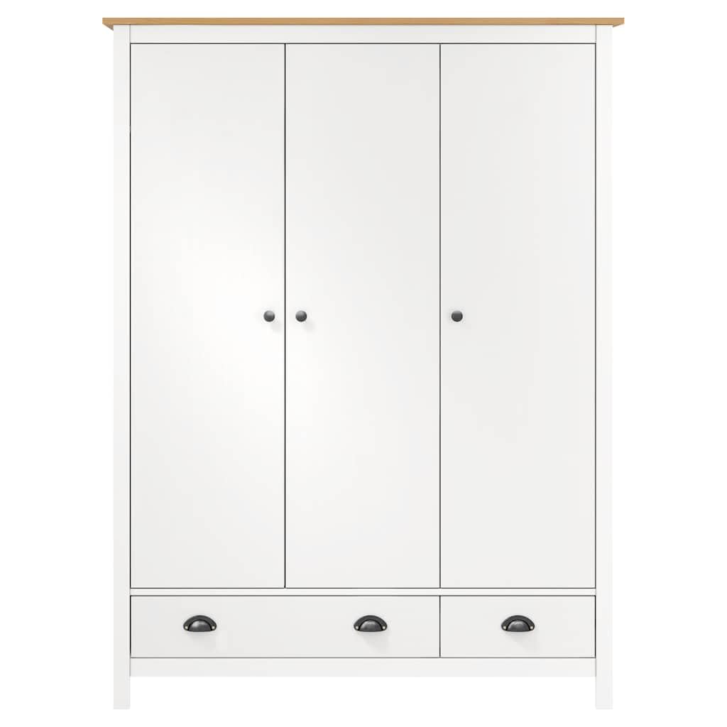 Kleiderschrank aus weißem Kiefernholz, 3-türig, 127 x 50 x 170 cm, Slish Sto Solut für Schlafzimmer, geräumiges Nizer, modernes Felldesign