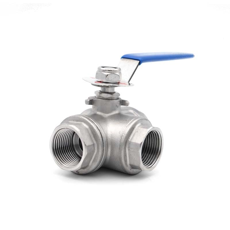 Válvula de bola hembra de tres vías en acero inoxidable SS304 con rosca de 1/4" 5