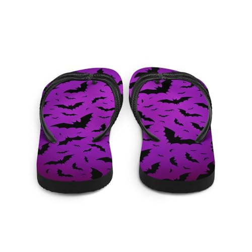 Witchy Bats Flip-Flops, Cute Gothic Bat Sandals, Spooky Halloween Aesthetic Footwear, Occult Horror Beach Shoes3