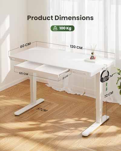 Image of ARTIKEL Case 1.0 Electric Height Adjustable Office Table DIY|100 Kg Wt.|Smart Panel USB & Type C Collision Sensor|Sit Stand Computer Desk|120 X 60 Cm| (White)