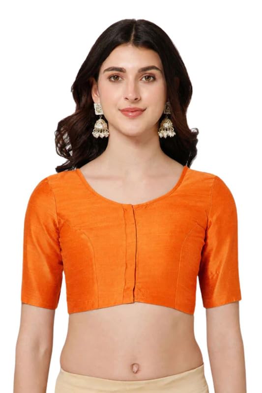 naidu hall Women Cotton Readymade Blouse U Neck Front Open Saree Blouse Princess Cut Blouse for Women-picture-15