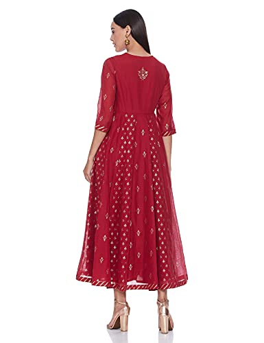 Image of BIBA Women Poly Cotton Flared Printed Dress