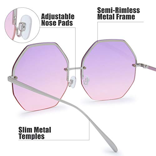 The Fresh Fashion Designer Huge Hexagon Metal frame Ocean Colored Lens Sunglasses Gift Box3