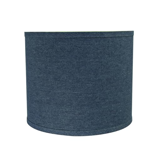 Image of Aspen Creative 31087A Transitional Drum (Cylinder) Shaped Spider Construction Lamp Shade in Washing Blue, 12 inch Wide (12 inch x 12 inch x 10 inch)