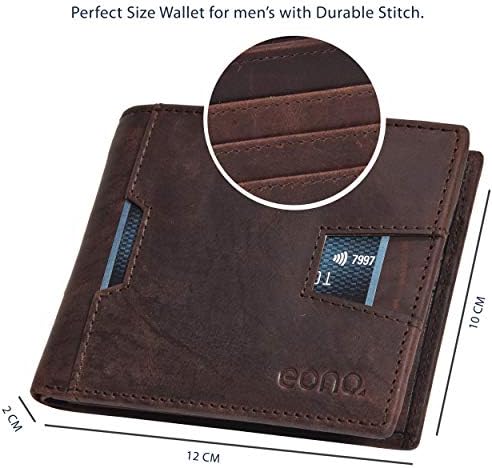 Amazon Brand - Eono Leather Wallet for Men RFID Protected Credit Card Holder for Mens- Slim Wallets with Zipper Coin Pocket
