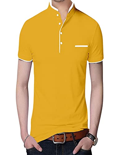 Image of Cotton Mandarian Collar T-Shirt for Men Pack of 1 (Size-S, M, L, XL, XXL)