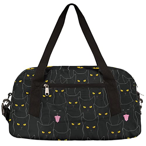 Black Cat Halloween Kids Duffle Bag for Boys Girls Dance Bag,Cool Sport Gym Bags Overnight Travel Bags Teen Kids Weekender Bag for School Practice Gymnastic Ballet