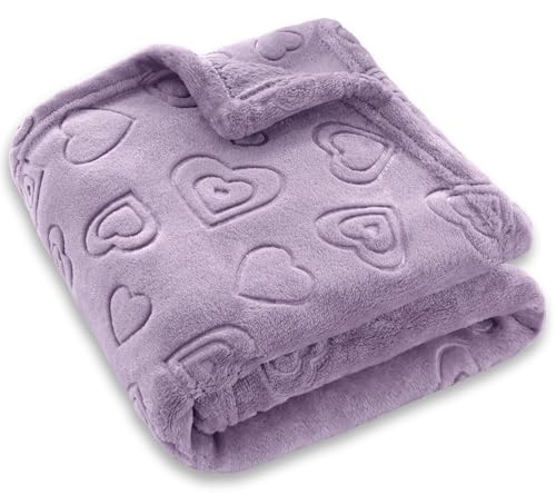 Image of BORITAR Baby Blanket with Heart Design for Girls Ultra Soft Fleece Warm and Lightweight Blankets for Infant Toddler Newborn, 30x40 Inch, Purple