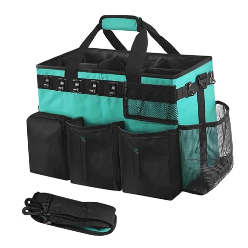 Colcolo Cleaning Organizer Housekeeping Tote with Handle Water Resistant Cleaning Supplies Bag Tool Organizer for Home Housekeepers