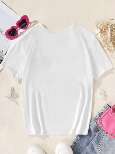 Image of SHENHE Girl's Summer Hawaiian Shirt Aloha Tropical Graphic Cute Crewneck Short Sleeve T Shirts Teen