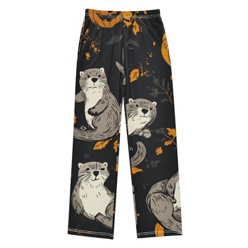 ZZXXB Halloween Otter Boys Long Pants Soft Trousers Elastic Waist Kids Lounge Bottoms with Pockets S-XL