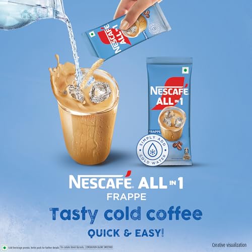 Image of NESCAFE All in 1 Frappe | Instant Cold Coffee Premix - Just Add Cold Water | 224g (8 Sachets X 28g), Box