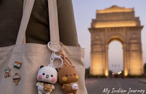 Image of Bubu Dudu Character Cute Keychains, 2PCS Kawaii Cartoon Statue Bears Panda Figurine Key Chains, Multicoloured, Unisex