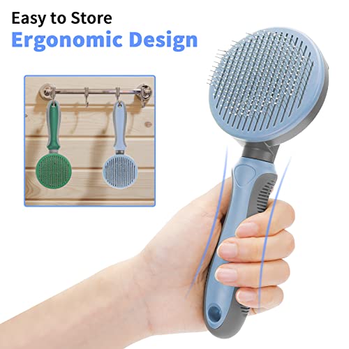 6. Bild von Katzenbürste Hundebürste, Selbstreinigung Hunde Katzen Bürste für Langhaar/Kurzhaar, Katzenkamm mit Griff, Bürste für Die Haustierpflege zum Entfernen von Unterfell, Losem Fell und Schmutz - Grau