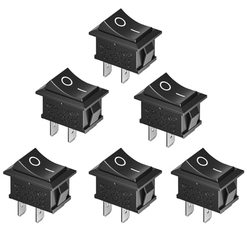 Interruptor basculante, Autoblocante de Encendido/Apagado, 6 Piezas Interruptor Coche Rocker Interruptor 10A/125V, 6A/250V SPST On/Off Mini Interruptor Electrónico para Automóviles