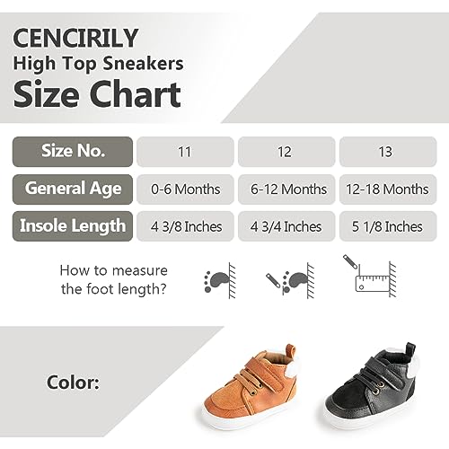 Image of CENCIRILY Baby Boys Girls High Top Sneakers Soft Soles Anti Skid Infant Ankle Shoes Toddler Prewalker First Walking Crib Shoes