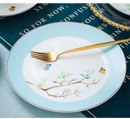 Zestaw zastawy stołowej z porcelany kostnej, 60 sztuk, biały wzór kwiatu magnolii, lekka luksusowa ceramiczna miska, naczynie i zestaw talerzy