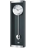  Pendeluhr AMS 5285 / 11 Wanduhr Funk Pendel Holzgehäuse schwarz mit Aluminium kombiniert