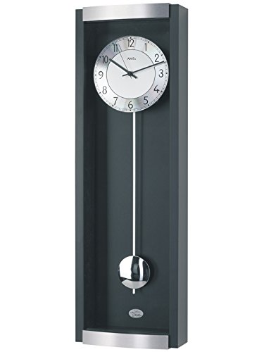 Pendeluhr AMS 5285 / 11 Wanduhr Funk Pendel Holzgehäuse schwarz mit Aluminium kombiniert