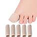5 Pieces Gel Finger Protectors, Gel Finger Sleeves Support Finger Cots for Arthritis Basketball Mallet Finger Trigger Finger Corn Blister Abrasion (Fabric and Silicone Caps,L Size)